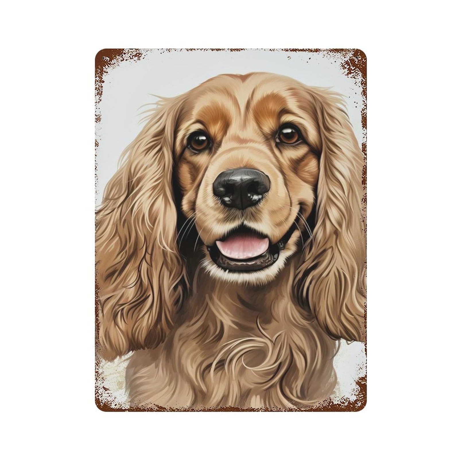 Cocker Spaniel Portrait 15.7"x11.8" Vintage Rust Metal Sign, Decorative Metal Wall Art for Farmhouse, Kitchen And Entryway Decor