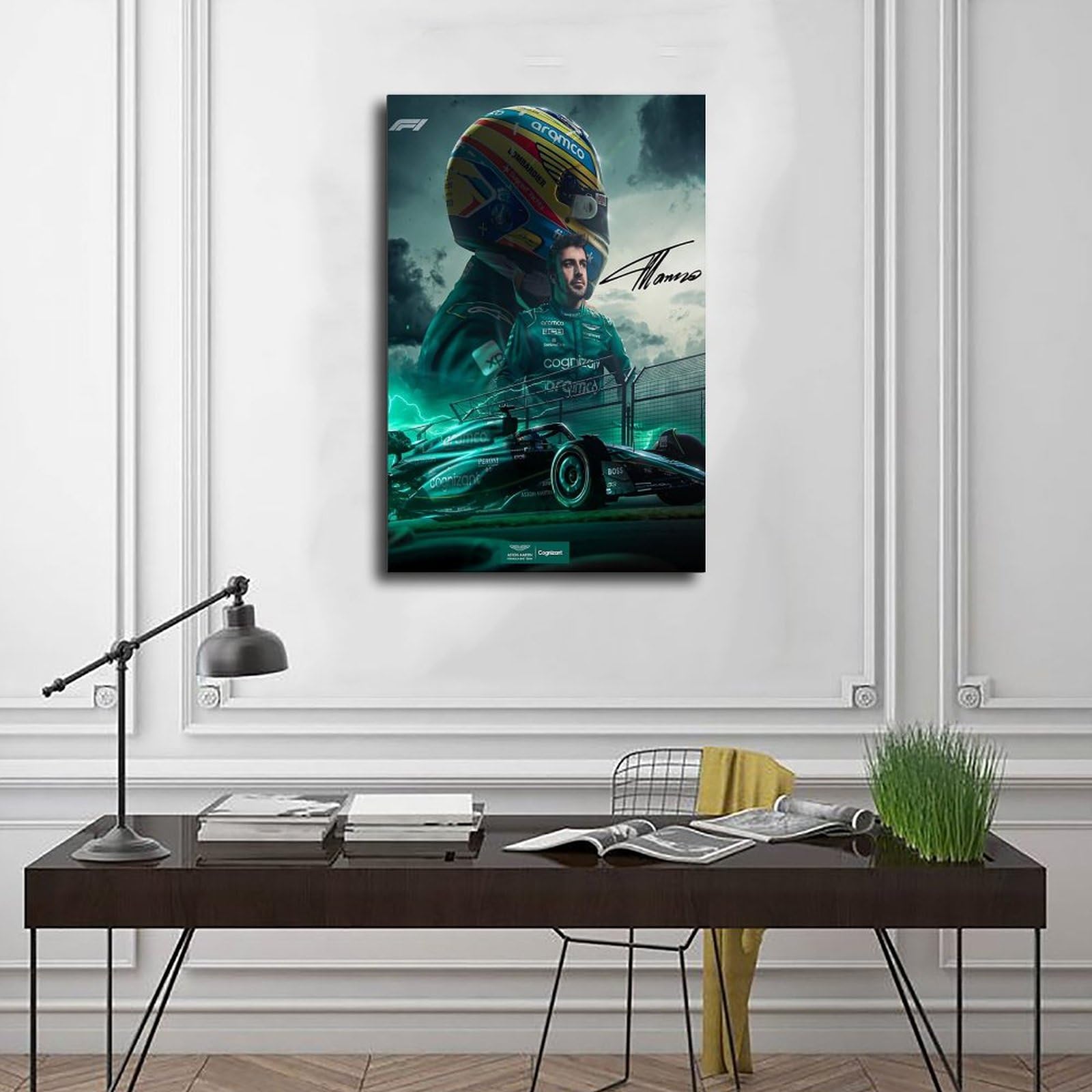 Set 3 Poster Decorativi F1 Aston Martin AMR24 Fernando Alonso – Stampe Su Legno, 97x62 Cm, Per Soggiorno