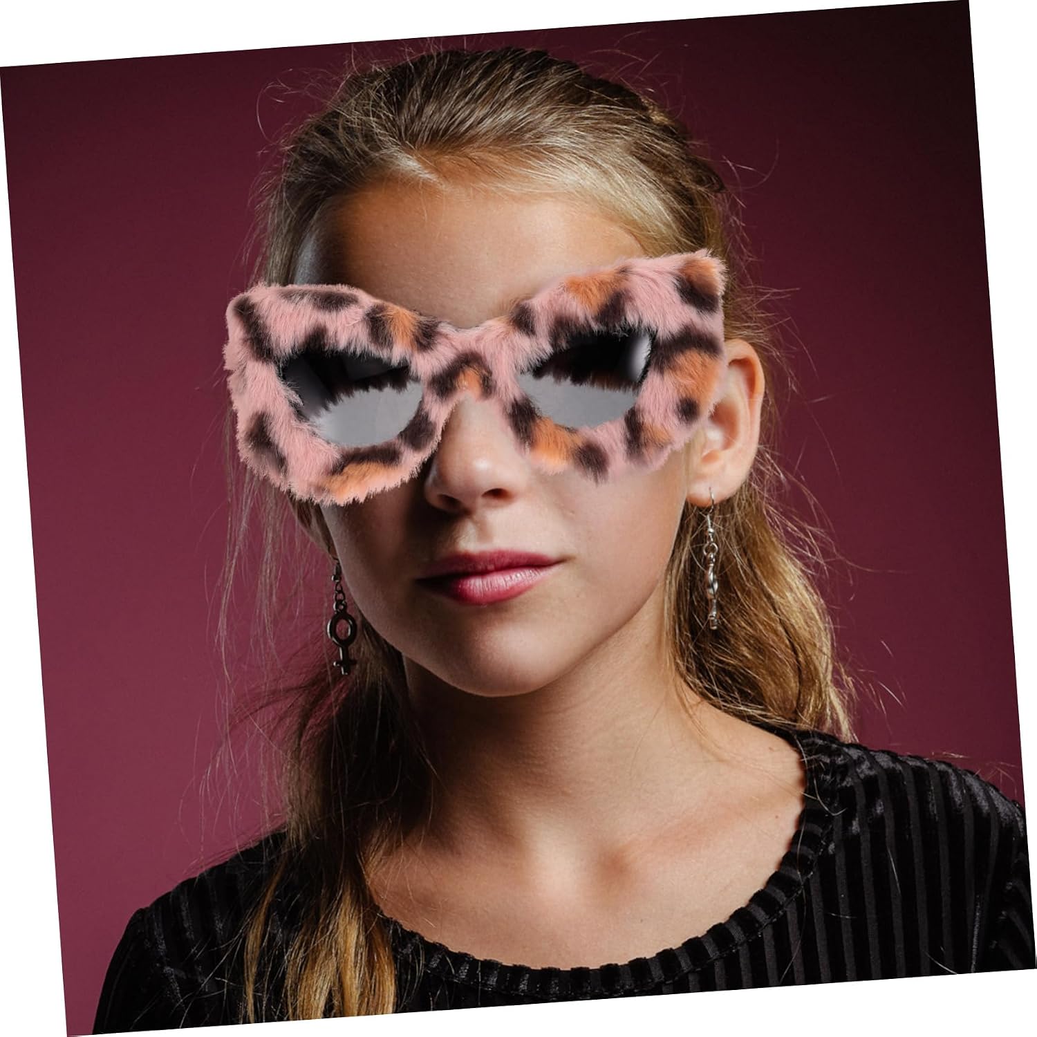 Furry Cat Eye Sunglasses for Women Vintage Party Eyewear Lightweight Durable Novelty Glasses for Festivals Events Accessory