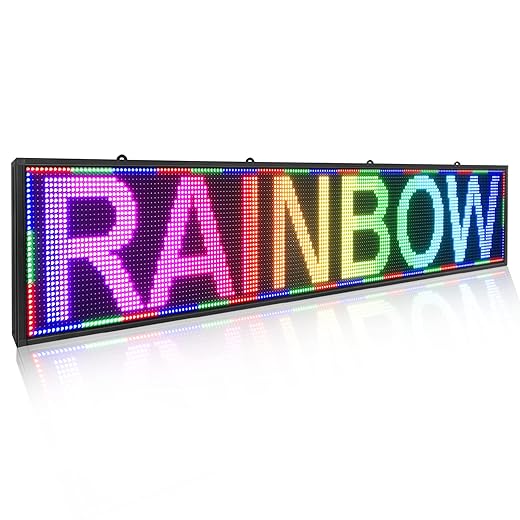 CX P10 Scrolling LED Sign 77’’x14’’ Indoor Full Color LED Message Display WiFi Control Programmable LED Sign for Business Advertising Board