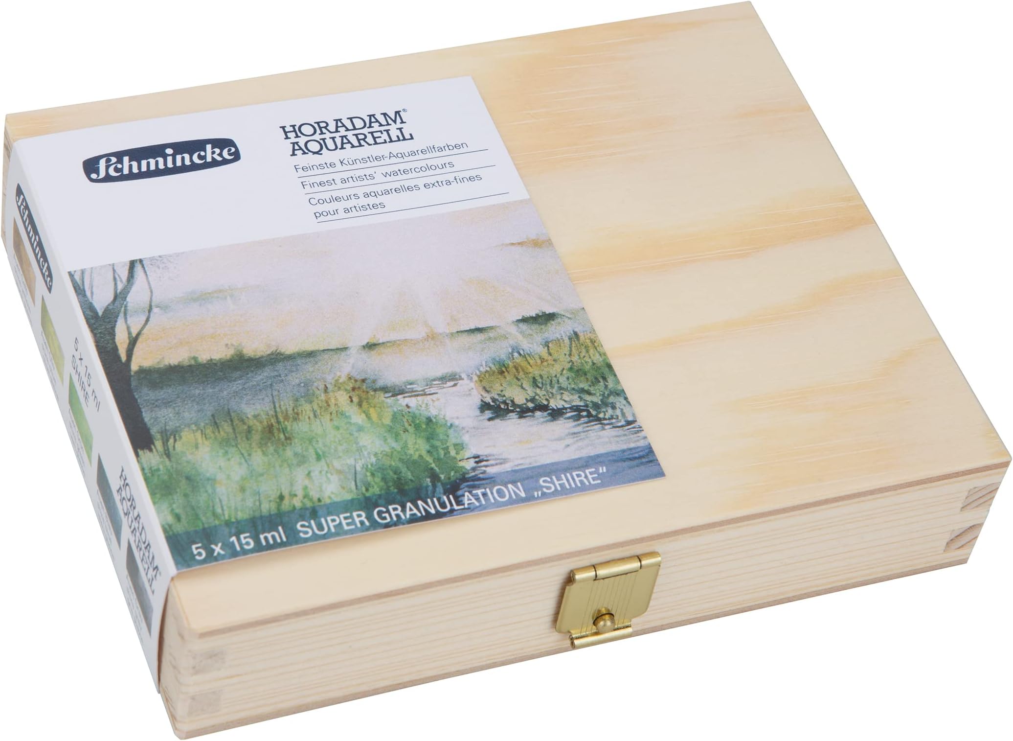 HORADAM® AQUARELL, Super- Granulation Set "Shire", 5 x 15 ml tubes, 74 867 097, wooden box, very strong granulating colors, finest, supergranulating watercolors