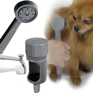 Pets Shower Attachment, Quick Connect on Tub Spout w/Front Diverter, Ideal for Washing Pets and Cleaning Tub, Portable and Co