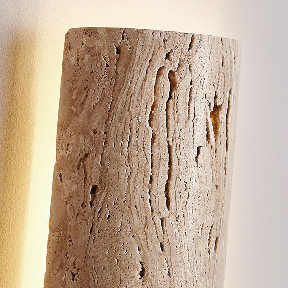 Jadssox Wandleuchte im Wabi-Sabi-Stil, LED-Wandleuchte, Naturstein-Wandlampe, gelbe Travertin-Wandleuchter, Beleuchtungskörper, Kunstdekor, Wandlampen für Schlafzimmer, Wohnzimmer, Restaurant