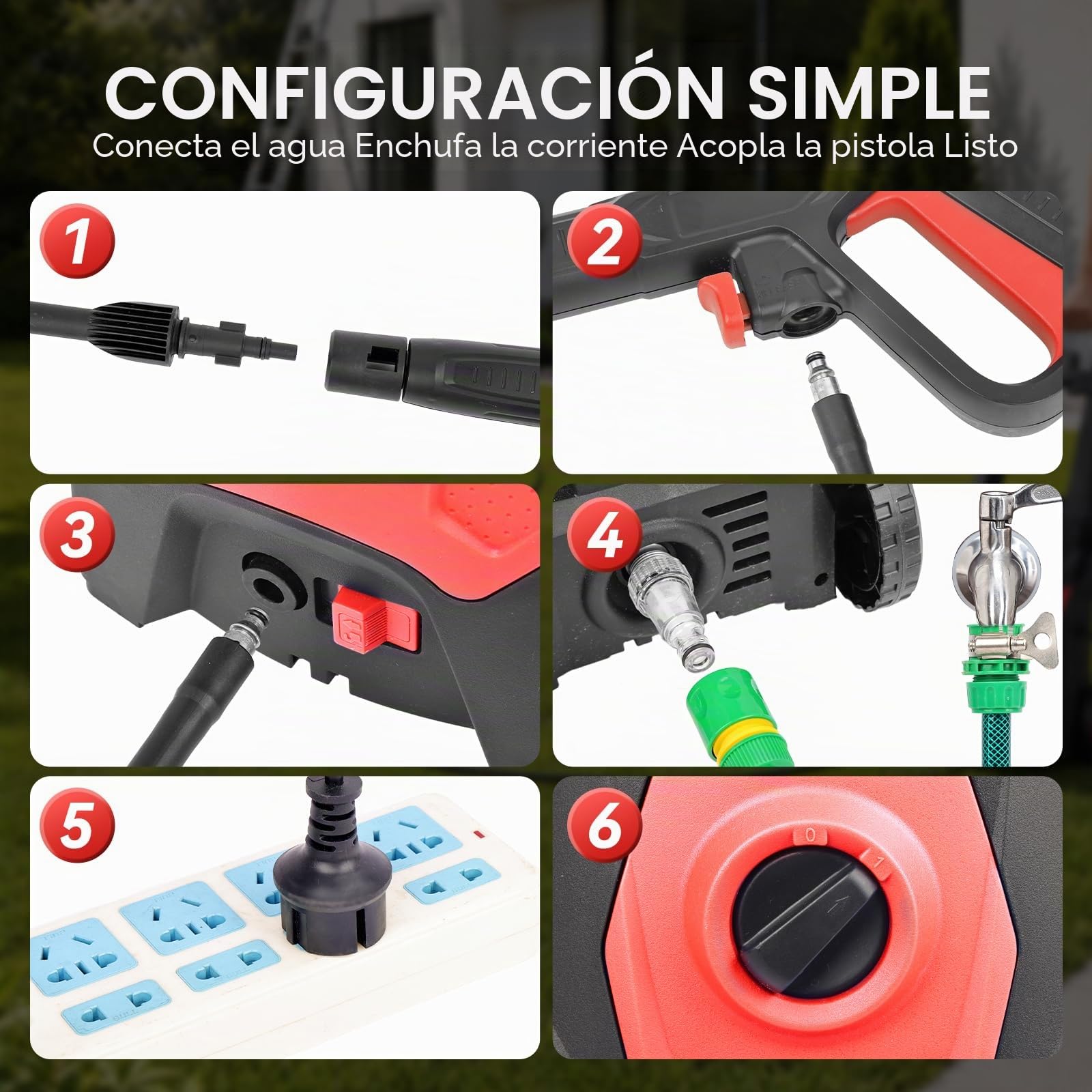 2000W Hidrolimpiadora de Alta Presion,Max150 Bar Hidrolimpiadora de Alta Presion Portátil con Cañón de Espuma y Manguera de 10M,con Estante Superior, Incluye Cepillo para Coche,