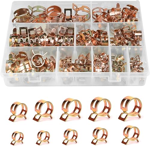 BELOMI Kit Surtido de 100 Piezas de Abrazaderas de Manguera de Resorte, Abrazadera de Manguera de Vacío de Silicona para Línea de Combustible,
