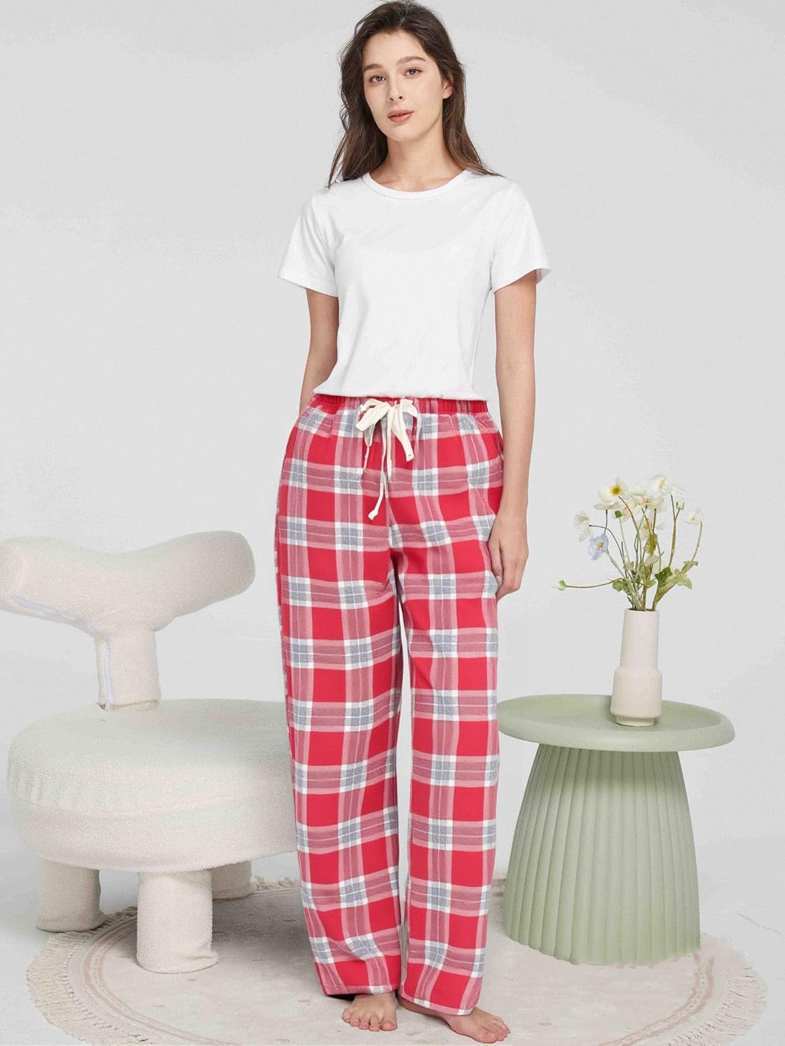 Women's Cotton Flannel Pajama Pants, Soft Lounge Bottoms with Pockets - Image 7