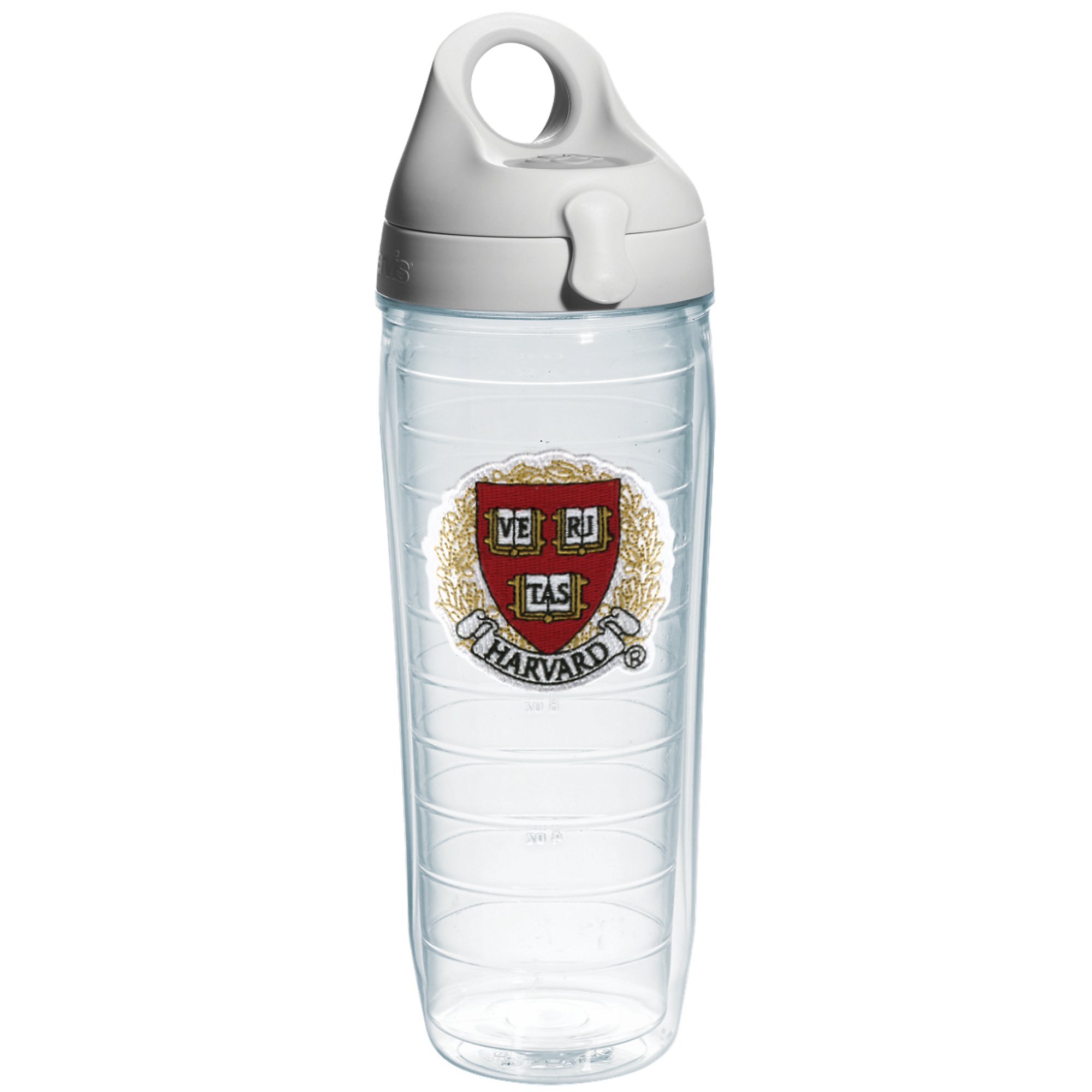 Tervis 1066817 Harvard University Veritas Emblem Individual Water Bottle with Gray lid, 24 oz, Clear