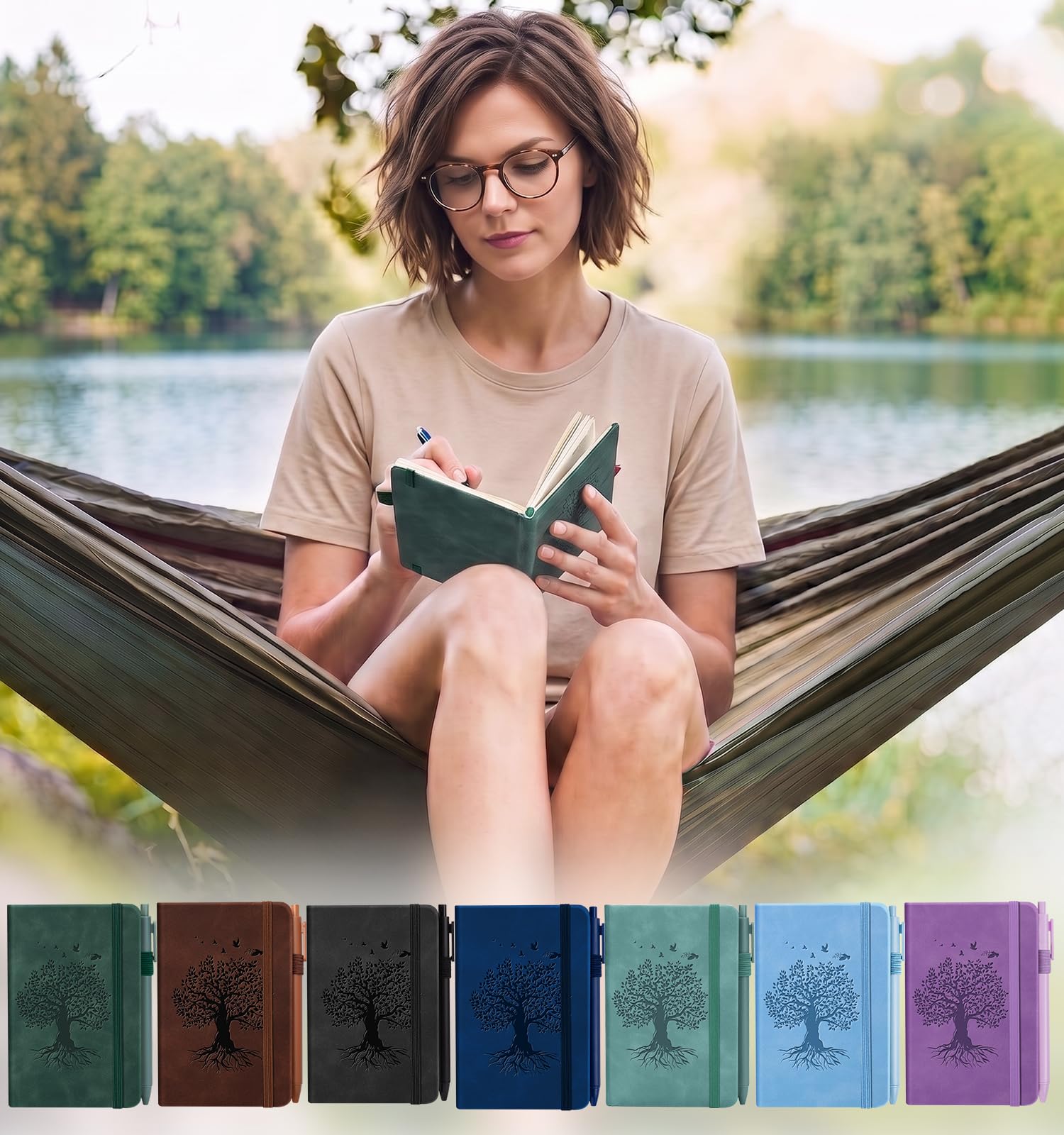 Confezione da 15 taccuini tascabili, formato A6, per un totale di 1800 pagine, 100 g/m² | Quaderni per prendere appunti per scrivere mini blocchi note con portapenne carta spessa (15 MixedTree)