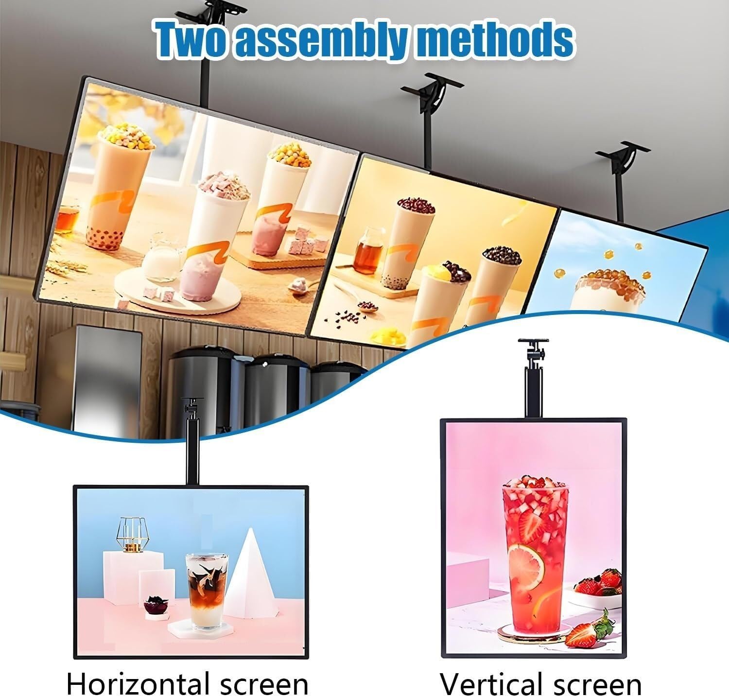 Ultra Slim Rotating LED Menu Board – 0–90° Adjustable Snap Frame Light Box, Wall-Mounted Backlit Display For Restaurant Cafe & Retail(60x90cm)