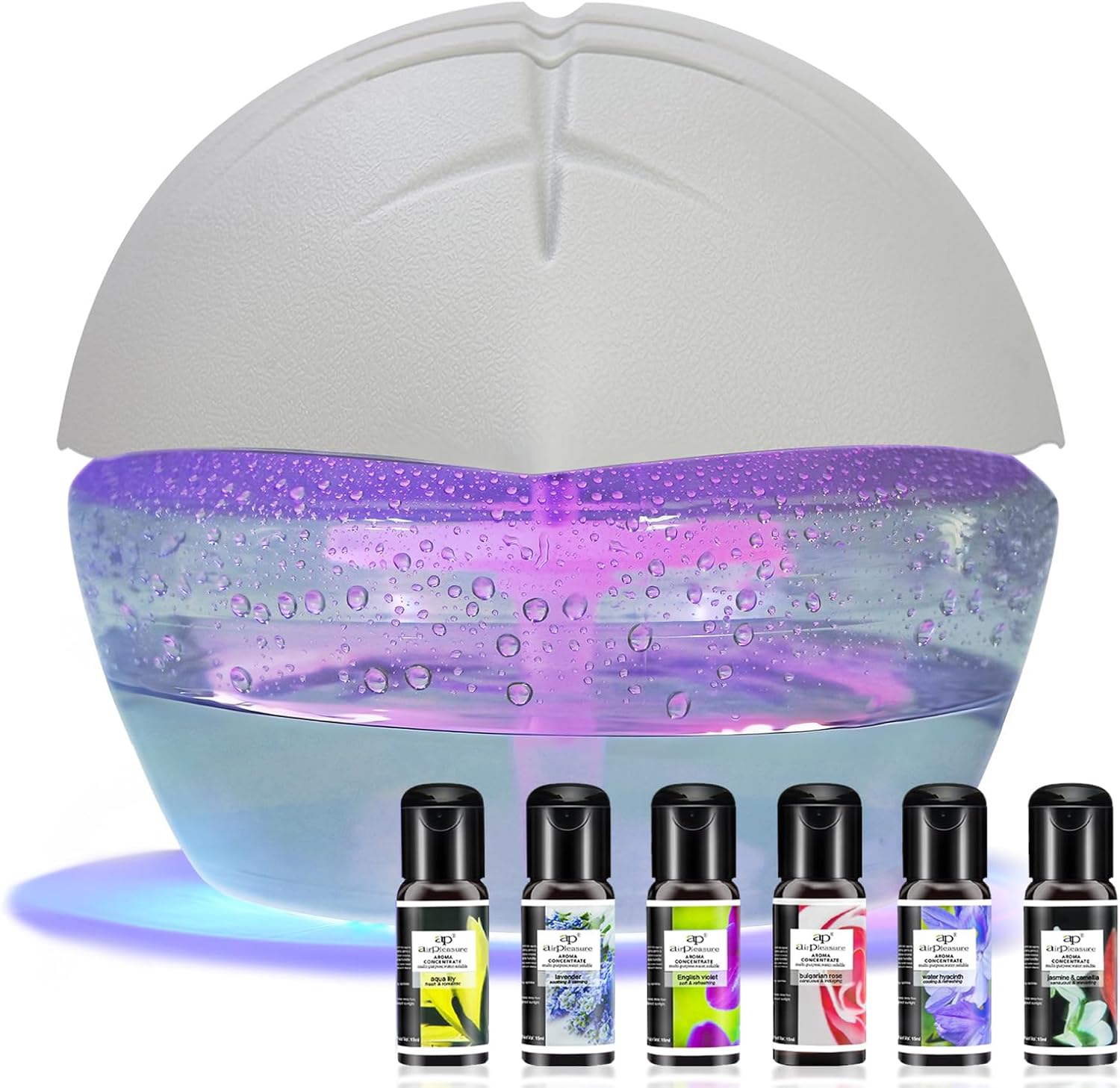 Water-Based Air Purifier with 7 Color Light, Plus Essential Oil Set (6 * 10ml)