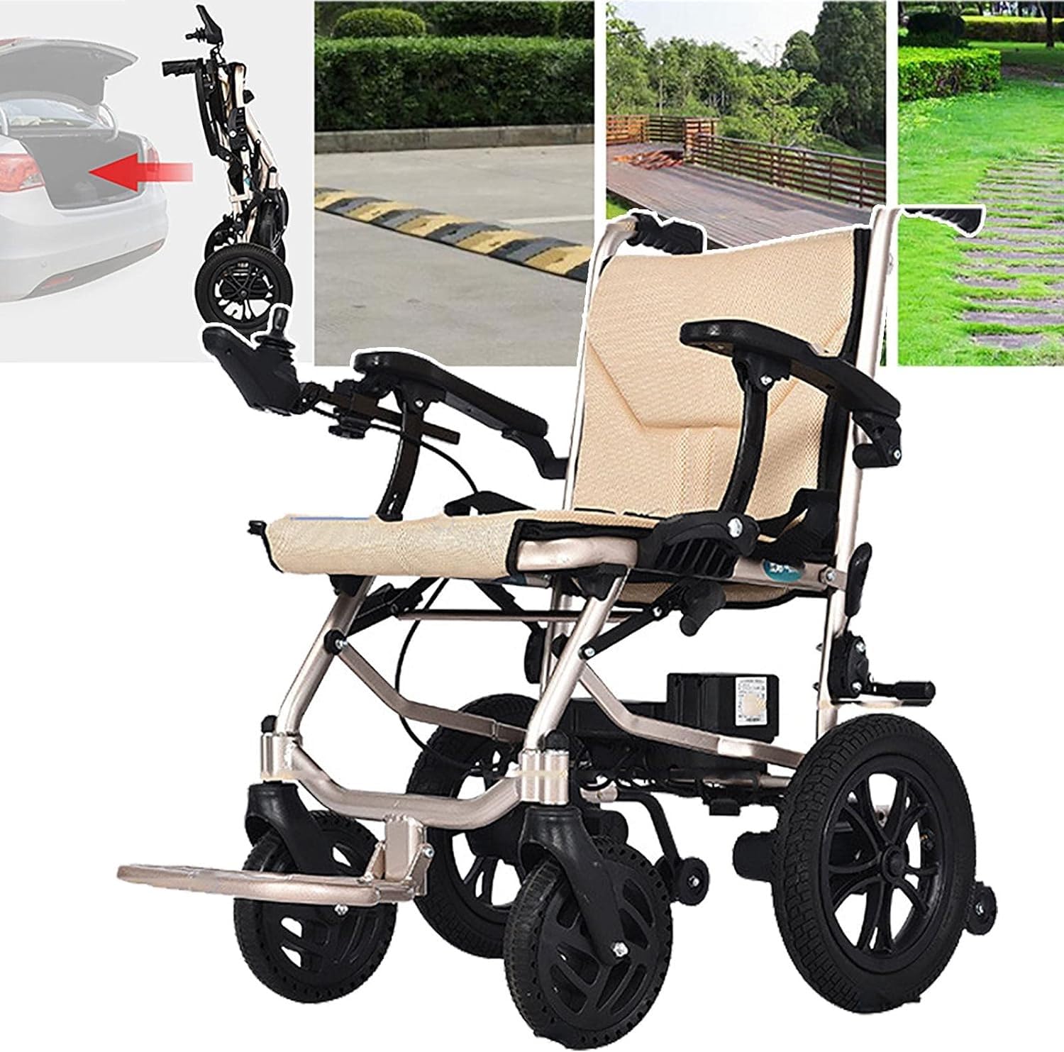 Silla de ruedas eléctrica: diseño ligero plegable, sistema de control doble, rango de batería de 12 millas para personas mayores y discapacitadas