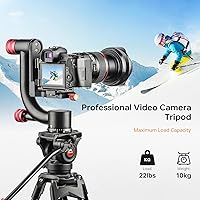 Vista 4 de VILTROX VX-18M - Trípode de video pesado con cabezal fluido VT-01, trípode de video de cabeza fluida de 74 pulgadas, pies de goma antideslizantes