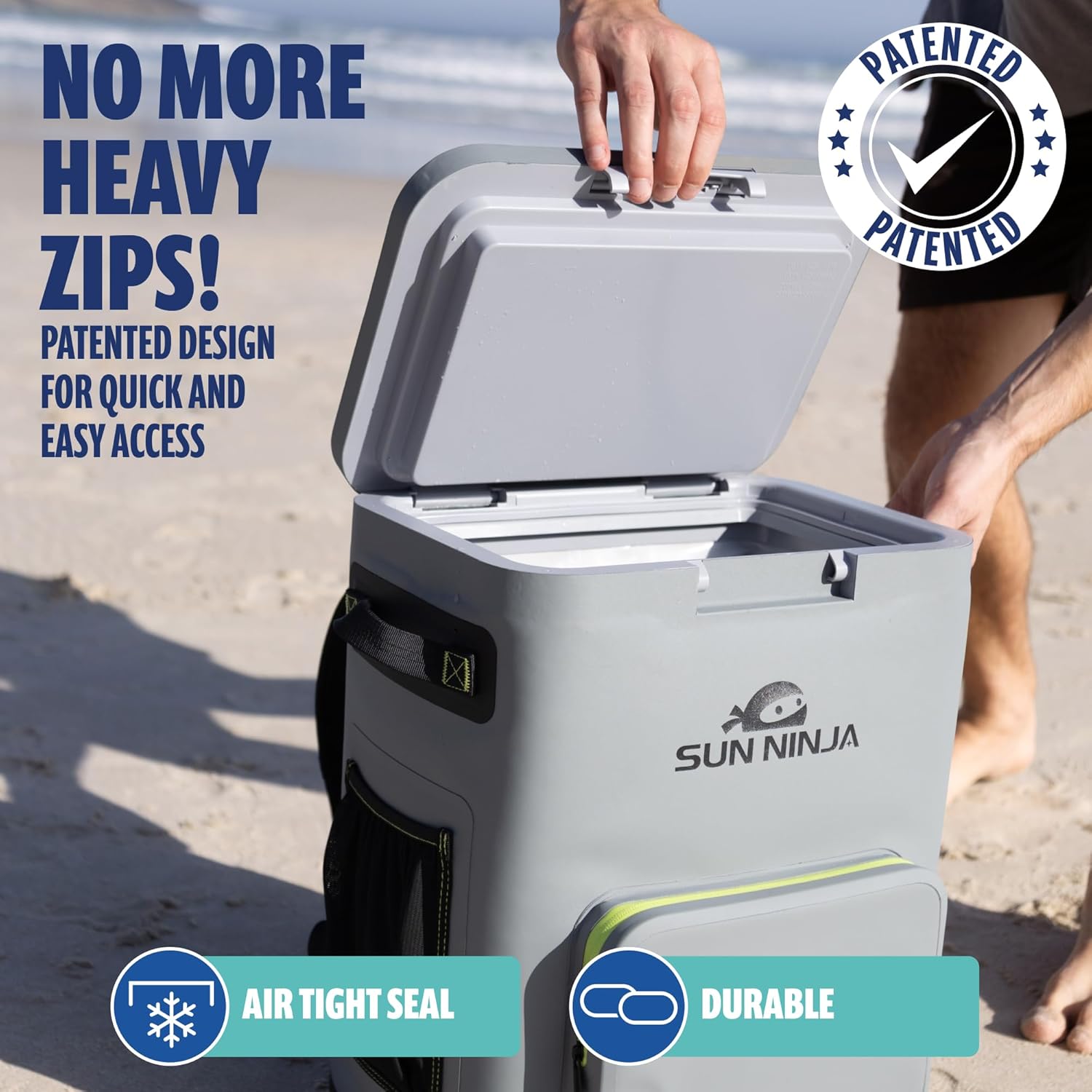 SUN NINJA Cooler Backpack Bundle with Microfiber Beach Towel, Trucker Hat, 48-Hour Cooling, Leakproof, Waterproof, Sand-Free, Quick-Dry - Outdoor Adventure Kit