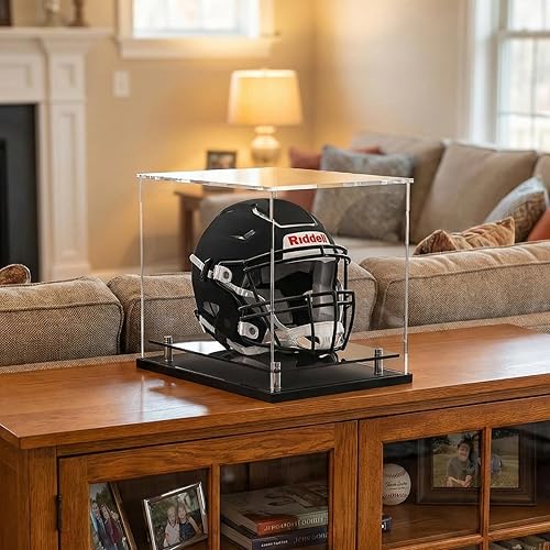 Miniatura 5 de Vitrina de casco de fútbol de tamaño completo, vitrina de acrílico para casco de acrílico, base acrílica negra, caja de exhibición de casco de