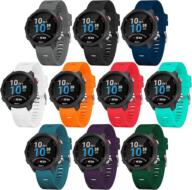 SEANTUA 10 Pack Straps Compatible with Garmin Forerunner 245/645, 20mm Soft Silicone Band for Garmin 245 Music/645 Music/ Venu/ Vivoactive 3/ Vivoactive 3 Music