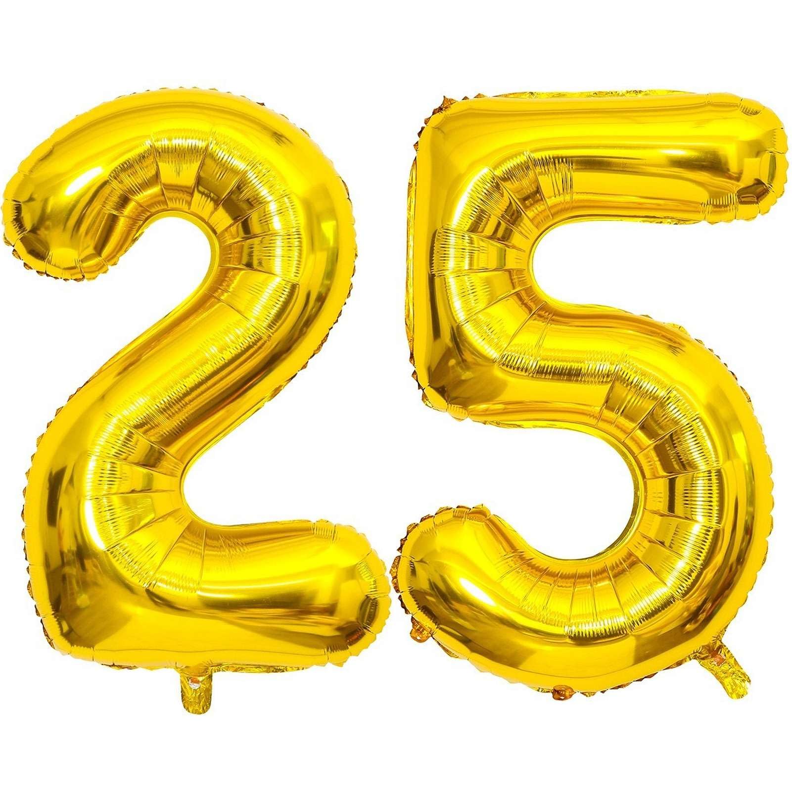 Gold 25 Number Balloons, 40 Inch Giant Number 25 Balloons Foil Mylar Helium Gold Number Balloons for 25th Birthday Party Supplies Anniversary Event