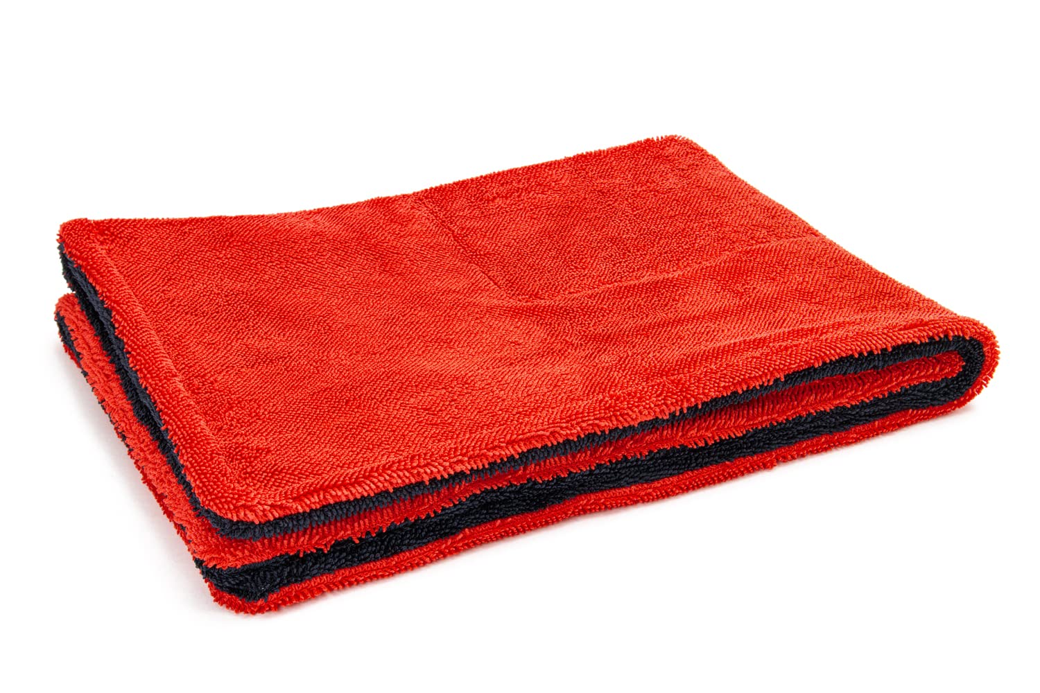Autofiber Dreadnought Max dreilagiges Mikrofaser-Auto-Trockentuch, gedrehter Flor und 1400 g/m², 1 Stück, Rot/Schwarz (50,8 x 76,2 cm)