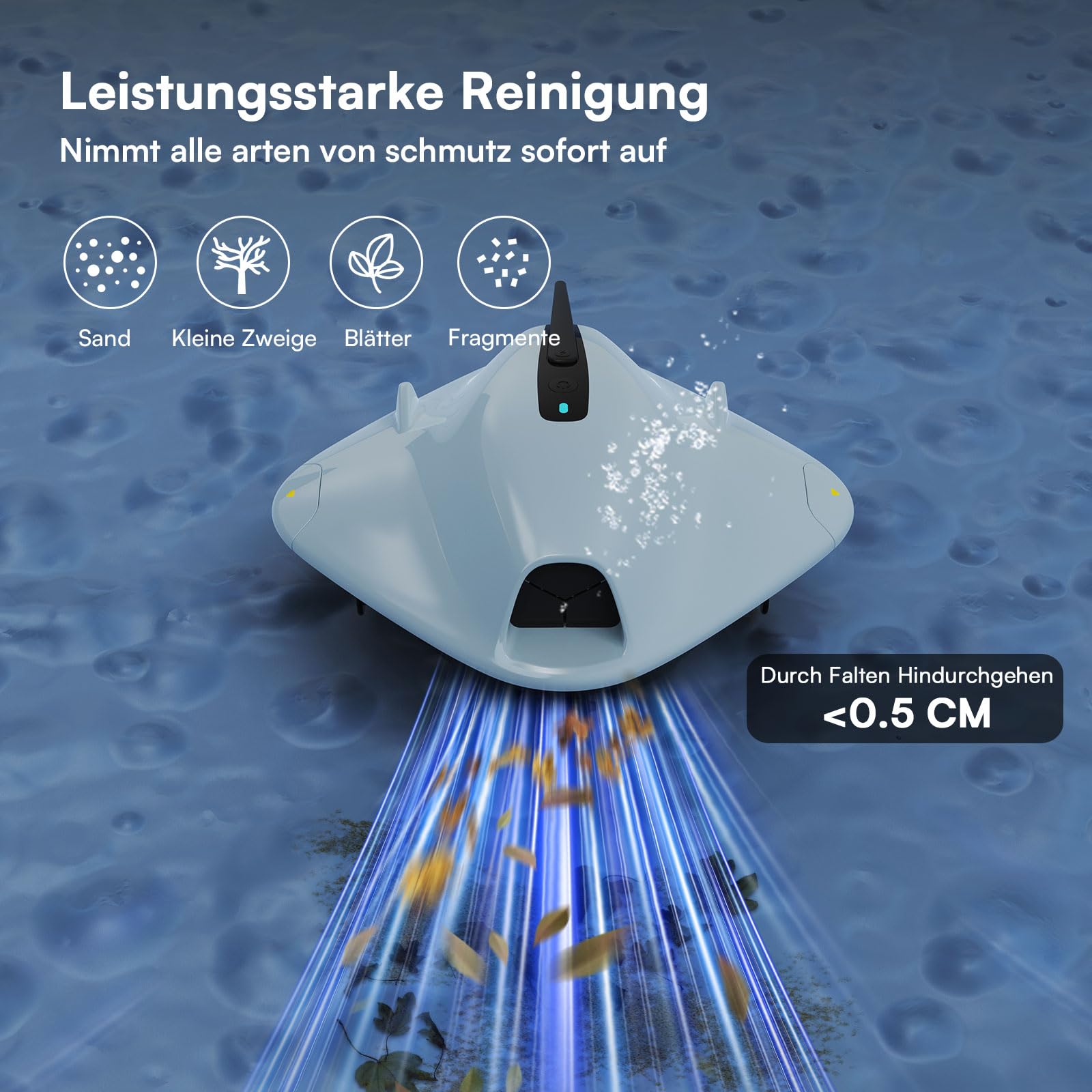 PoolMr Poolroboter Kabellos Poolsauger Akku 40W Power & 90 Min Laufzeit - Saugroboter Pool Mit Doppelfiltersystem & Hindernis-Überwindung für Ebene Pools Bis 149 ㎡ Reinigt Effektiv Blätter & Schlamm