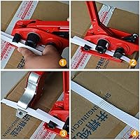Vista 9 de Heavy Duty Manual 4 in 1 PET/PP Manual Strapping Tools Packing Machine Set Tensioner & Sealer 100m Packing Belt