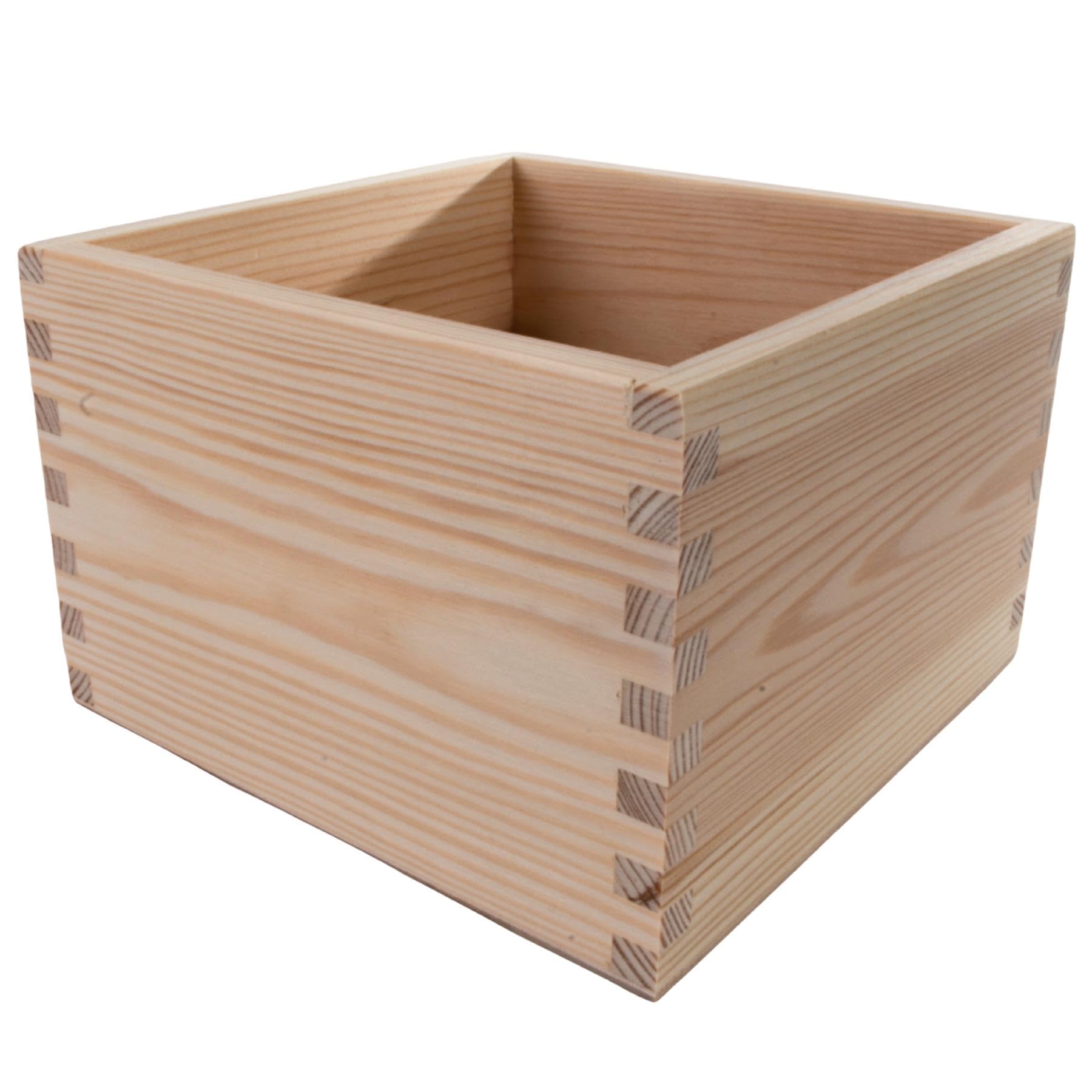 WooDeeDoo Tall Square Wooden Storage Box Unfinished Pine Open Top Container for Desk Supplies Craft Tools Office Organisation DIY Use Natural Lidless Bin Storage Base 16 x 16 x 10 cm โ image 1