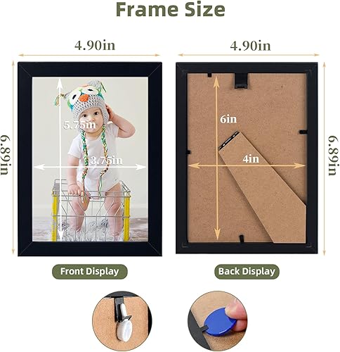 Miniatura 3 de Juego de 5 portarretratos de 4 x 6 pulgadas, marcos de fotos de madera para fotos de 4 x 6 pulgadas, galería de pared, marcos negros de 4 x 6