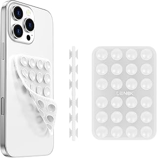 جراب موبايل سيليكون مزدوج الجوانب بقاعدة لاصقة قابلة للفصل بدون استخدام اليدين وحامل قبضة قوي لصور السيلفي ومقاطع الفيديو متين وسهل الاستخدام مناسب لموبايل آيفون واندرويد من لينوك (لون شفاف)