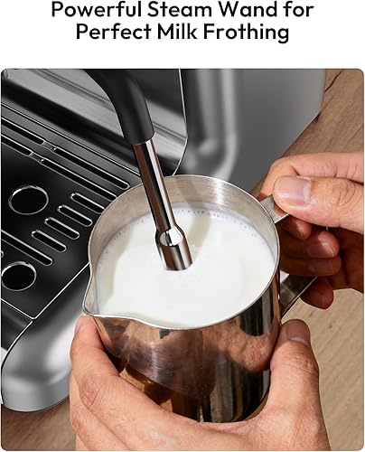 Miniatura 4 de EUHOMY Máquina de café expreso con molinillo, cafetera de 20 barras con espumador de leche, máquina de café expresso profesional con tanque de agua