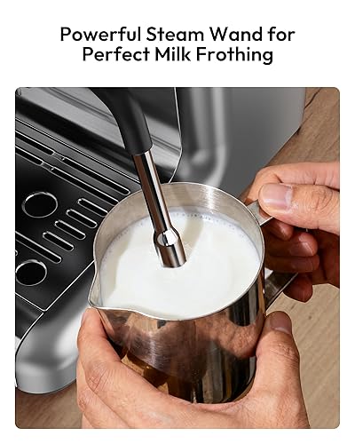 Miniatura 4 de EUHOMY Máquina de café expreso con molinillo, cafetera espresso profesional de 20 bares para el hogar, con espumador de leche para bebidas con Negro