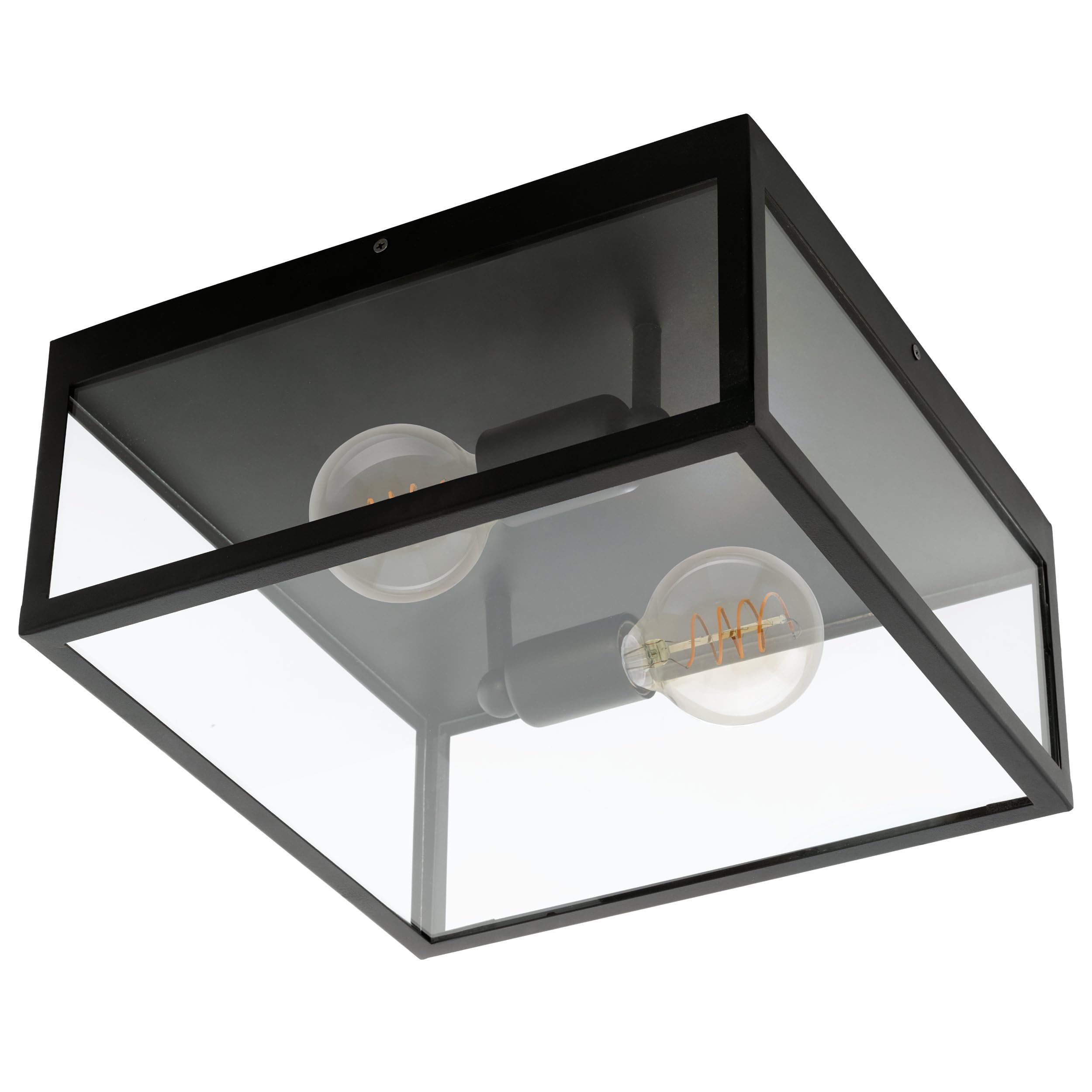 Eglo Black Charterhouse Glass & Metal Wall Or Ceiling Light In