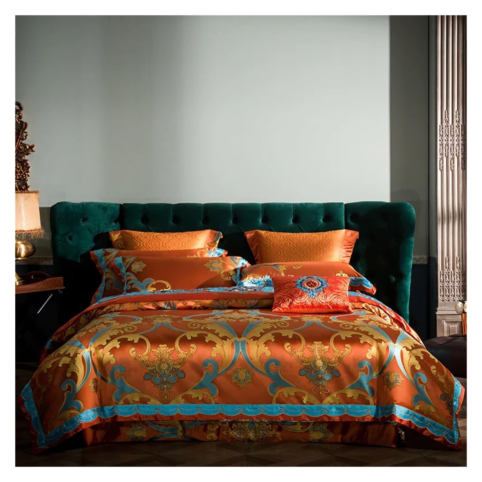 Sbcgfy B Silk Cotton Jacquard Edding Set King Queen Size Embroidery Ed Set Duvet Cover Edsheet Thick Edspread Set,Cotton Duvet,-Queen Size 1.8M Ed 4Pcs