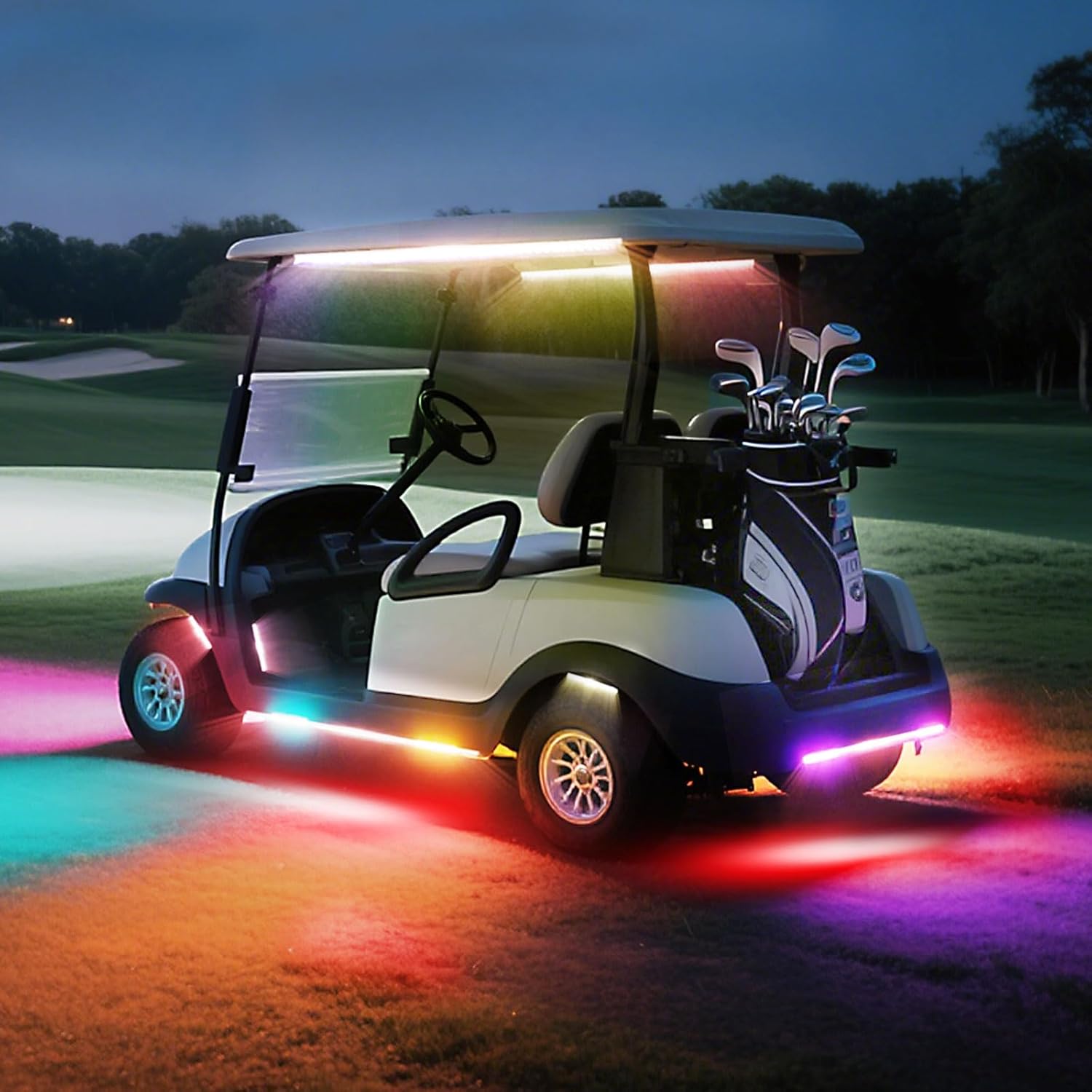 Golf Cart LED Light Strip, LED Lights Underbody Underglow Kit, Neon Strips Lighting, Universal Compatible with EZGO Club Car Yamaha, 12V - 80V Input, Muti-Color, Music Sync & Waterproof, 14PCS