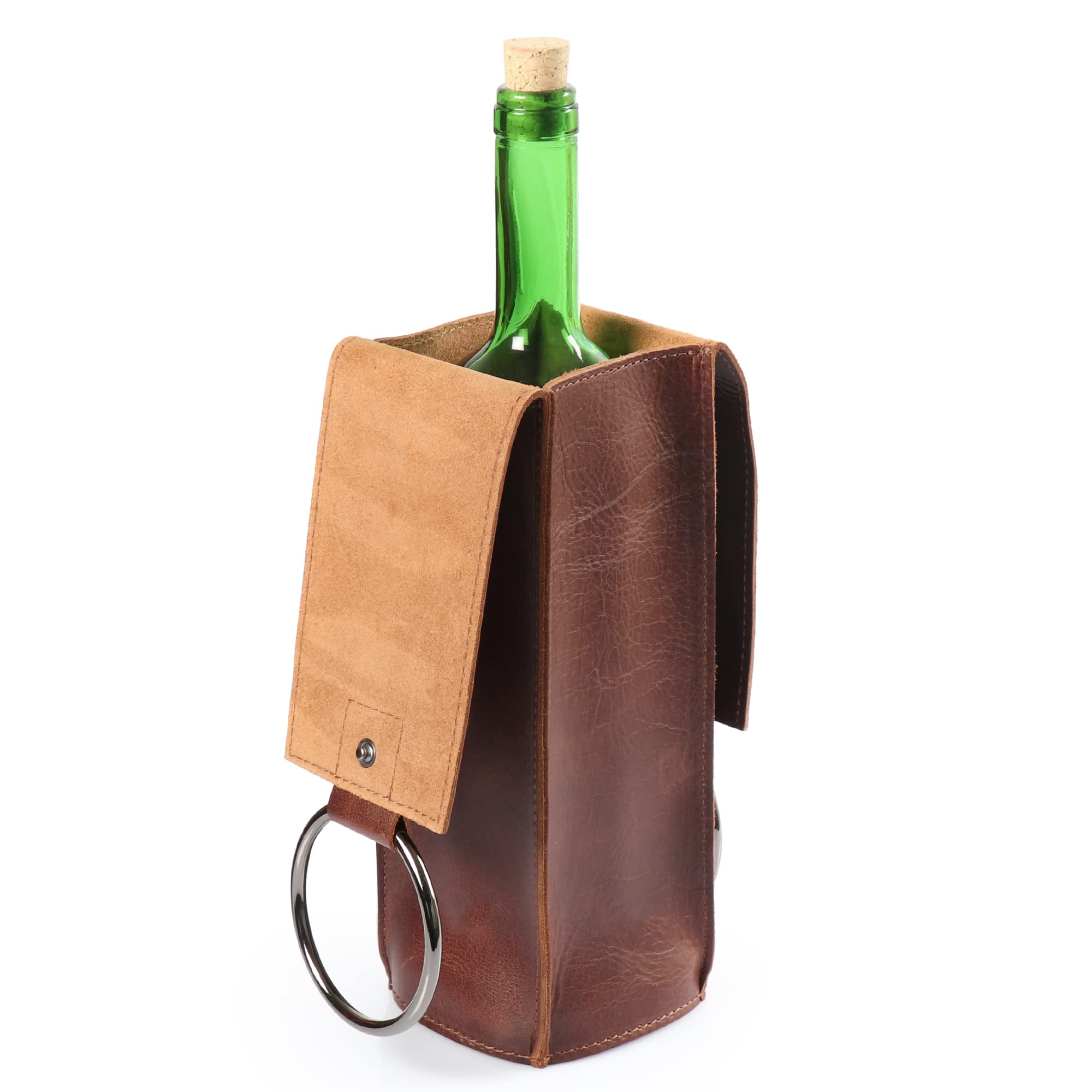 Londo Estuche para Botella de Vino de Cuero Genuino – Elegante y Resistente Porta Vino para Viajes, Picnics y Regalos