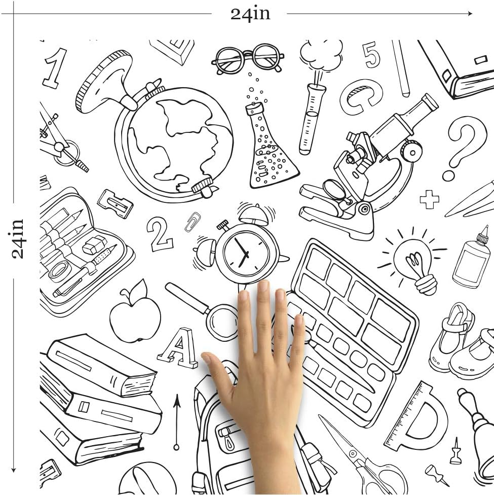 Walls By Me Peel and Stick Black and White School Children Removable Wallpaper 9826-2ft x 10.5ft (61x320cm)