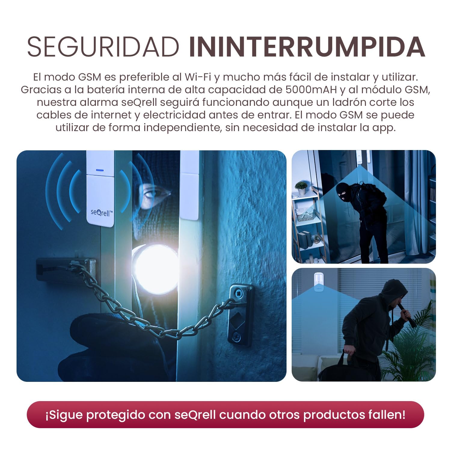 Kit Alarma Casa con Aviso al Movil sin cuotas WiFi y 4G gsm con 7" Pantalla Táctil y Batería de 5000 mAh, Alexa, Aplicación Tuya Smart Life, Detector de Fugas de Agua, SQ7024B