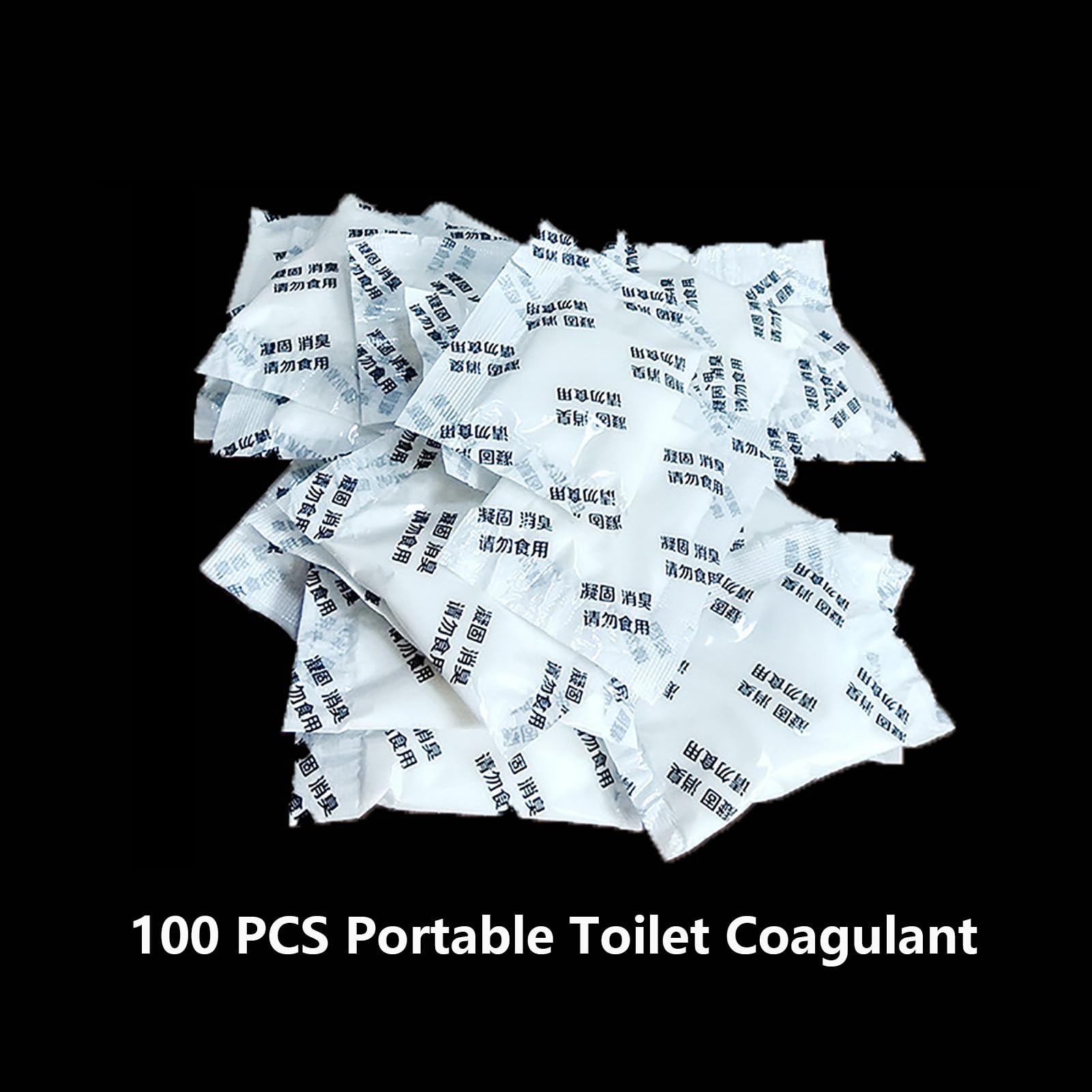 Coagulante de inodoro portátil, 100 bolsas de embalaje solubles en agua, inodoro de emergencia, adecuado para camping, actividades al aire libre, senderismo, pesca y viajes