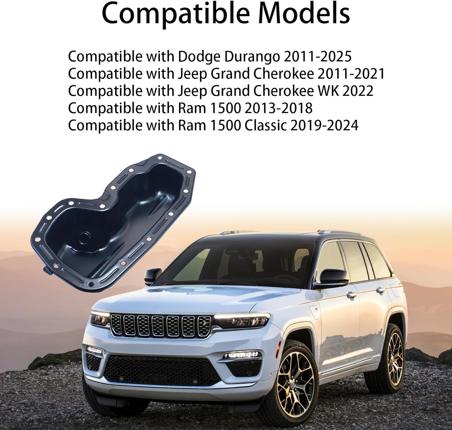 Engine Oil Pan Compatible with Dodge Durango 2011-2025 Jeep Grand Cherokee 2011-2021 Ram 1500 2013-2018 Ram 1500 Classic 2019-2024 Replacement for 5184407AF 5184407AE 5184407AG 264358 264-358