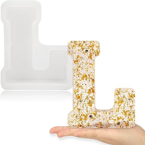 Miniatura 15 de Gartful Moldes de letra grandes de 7 pulgadas para resina, molde de resina epoxi 3D de alfabeto capital A, moldes de letra de resina gruesa de A a Z