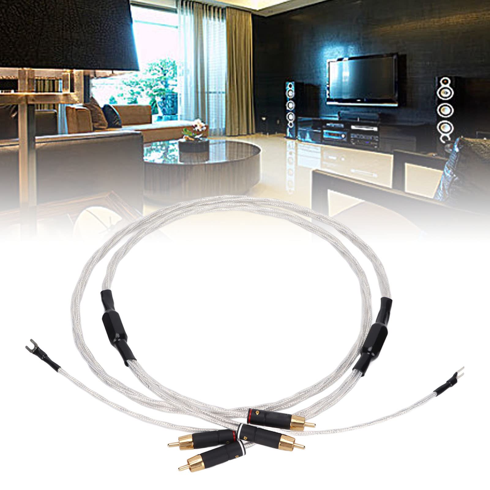 Audiophiles, cavo RCA da 2 RCA maschio a 2 RCA maschio, cavo Aux con cavo di terra per LP vinile Record Phonograph, Home Audio o Home Theatre, ecc (2M)