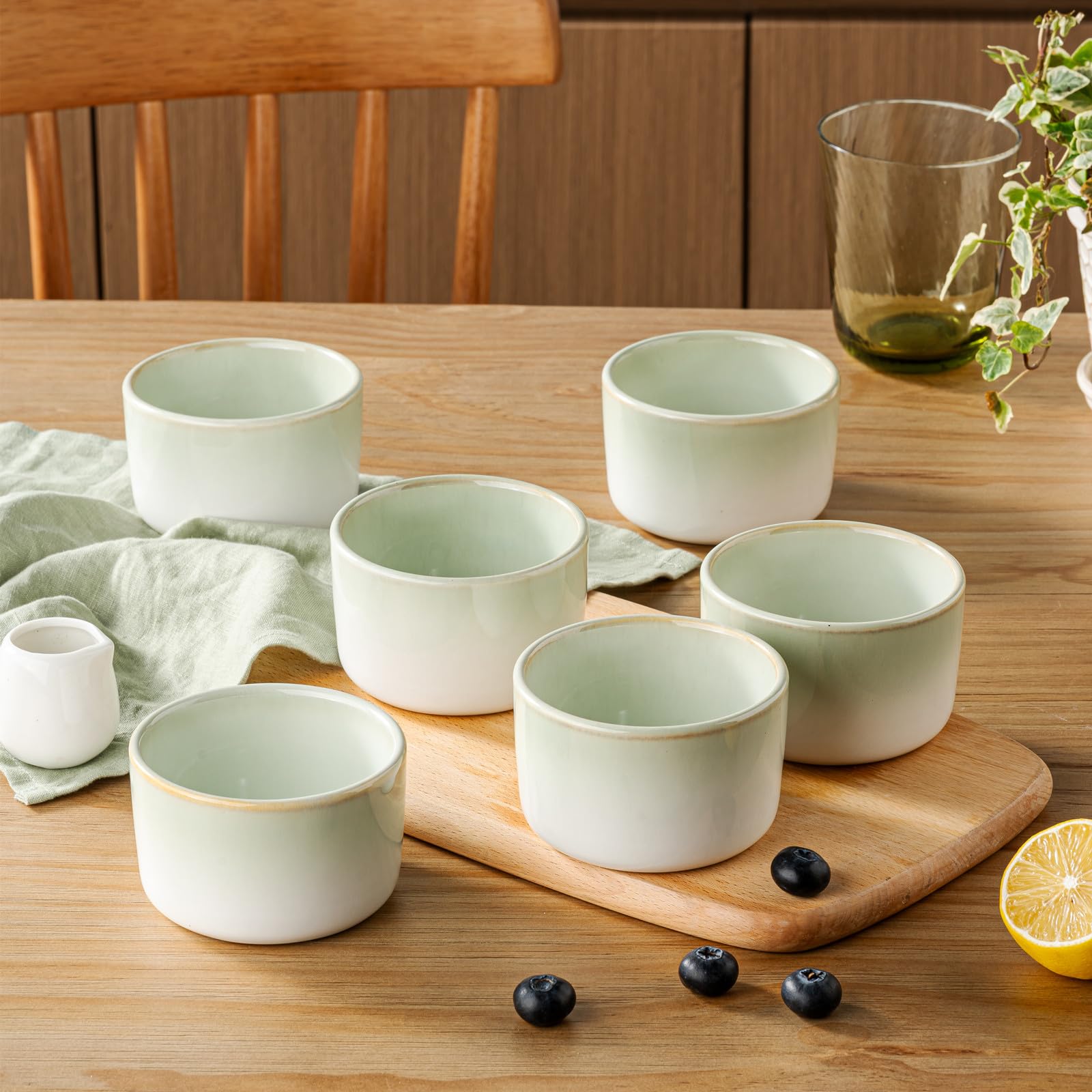 Lot de 6 moules à soufflé en porcelaine de 180 ml pour crème brûlée, à dessert, muffins