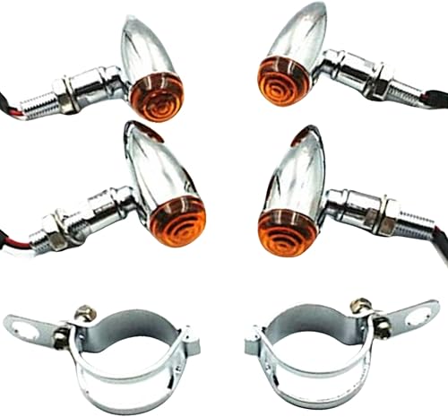 Luz indicadora de giro cromadoámbar para motocicleta de 1.299 in-1.693 in + abrazadera de horquilla para Harley Honda Kawasaki Suzuki Yamaha GN125 disponible en Yaxa Mexico