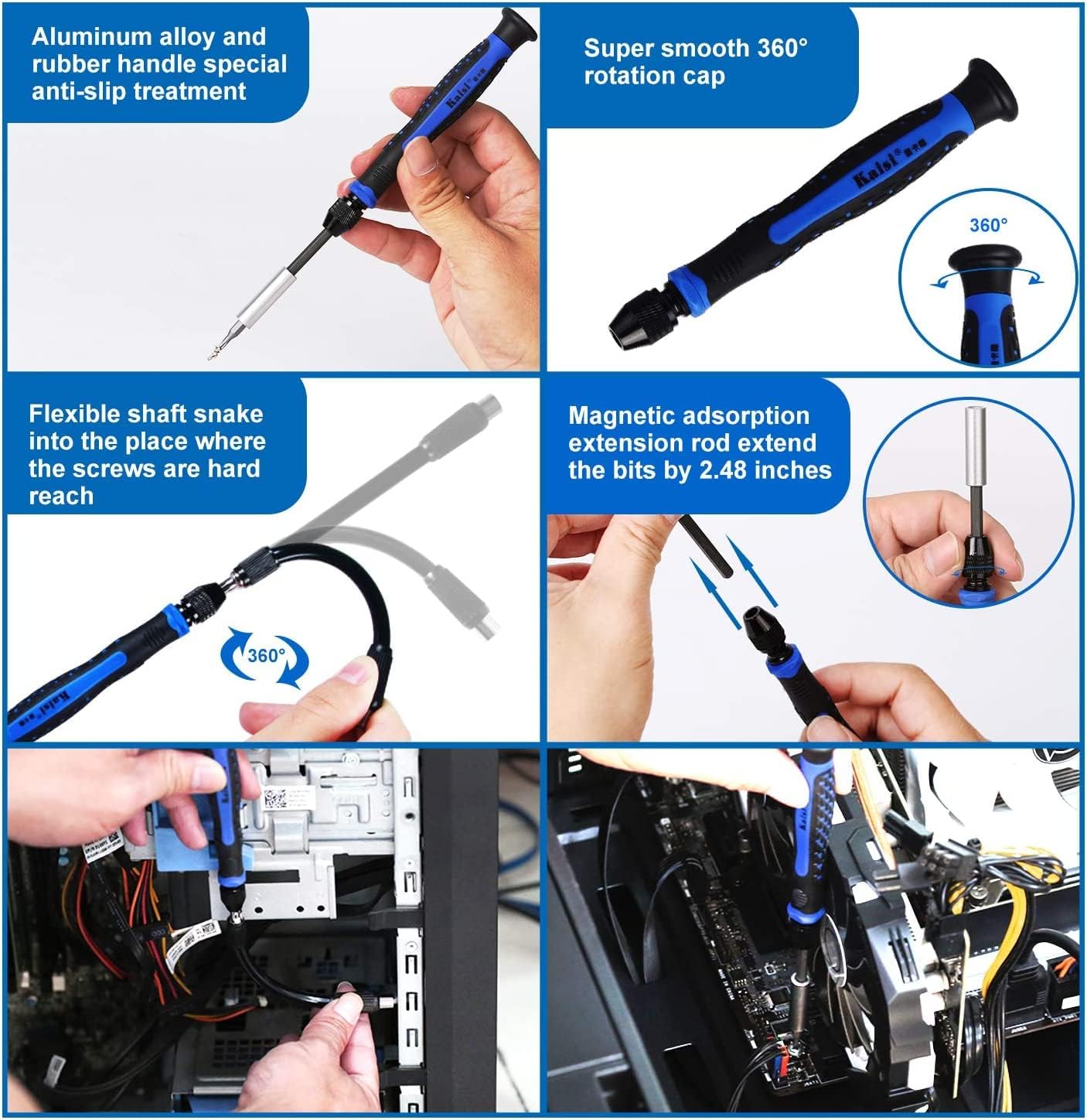 170 in 1 Multifunction Precision Screwdriver Kit, Magnetic Driver Kit with Flexible Shaft, Extension Rod Compatible For Mobile Phone, Game Console, Tablet, Recreational Machines