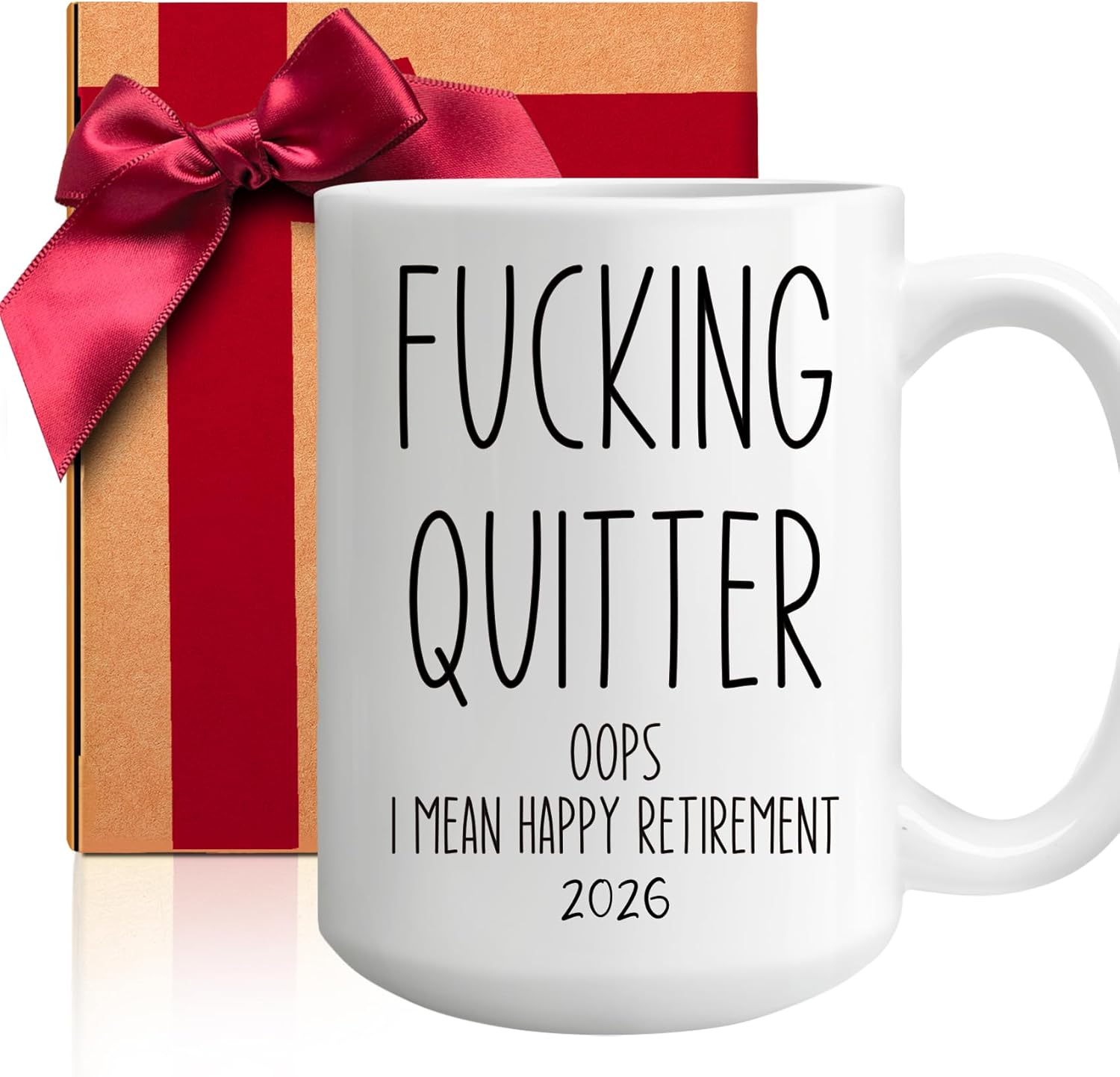 Funny Retirement Present 2026, F*ucking Quitter Oops, I Mean Happy Retiremet Gifts For Boss, Friends, Coworker, Office Colleagues, Women Men Birthday Christmas Gift 15oz