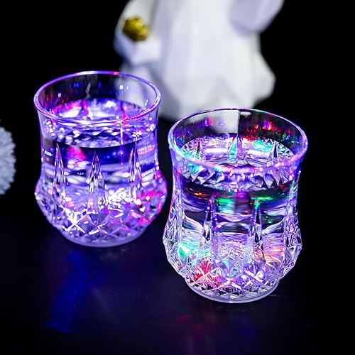Miniatura 2 de Paquete de 2 vasos de luz intermitente activados por líquido, gafas LED multicolor divertidas con luz para beber, copas de vino brillantes con luces