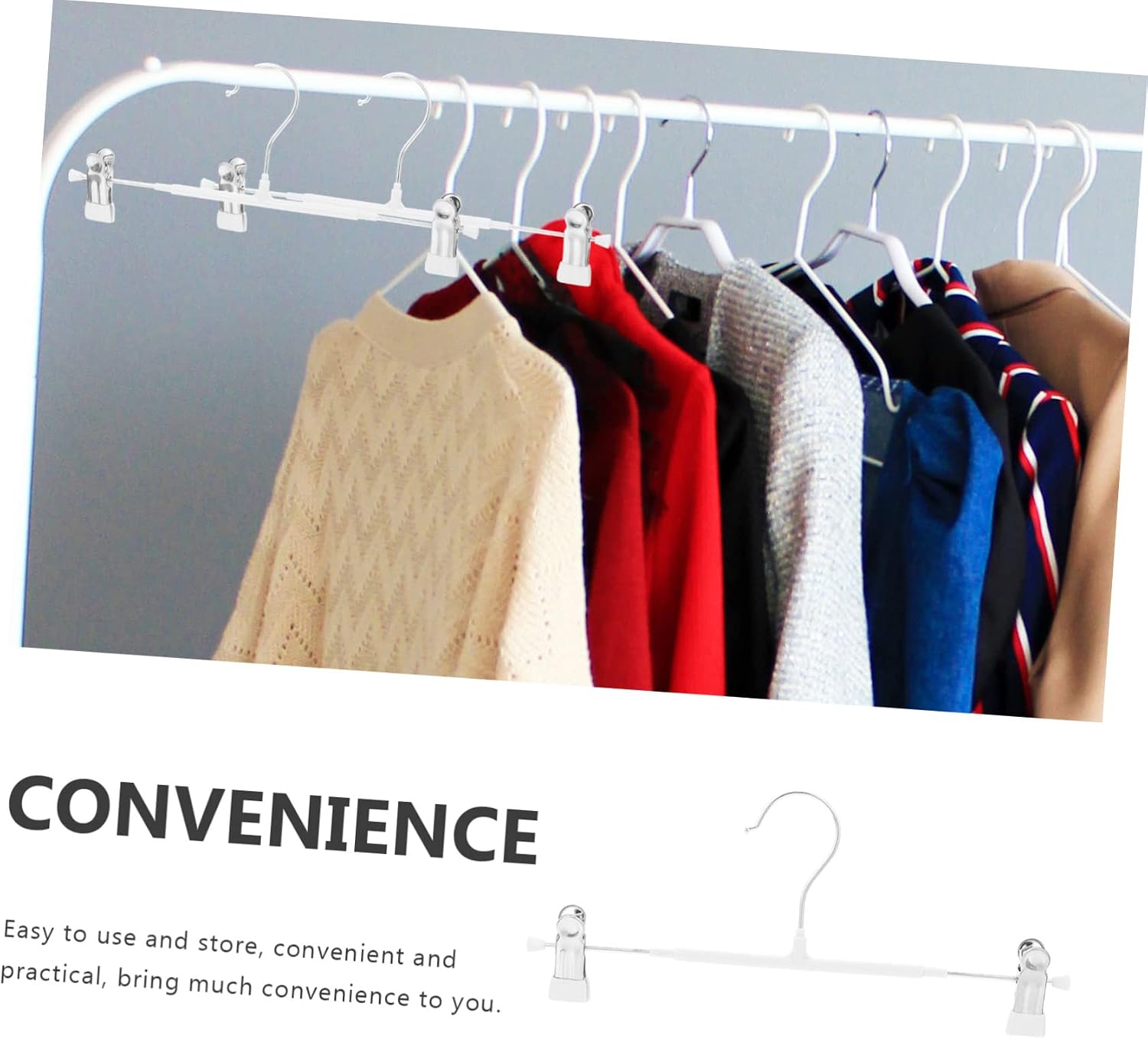 White Stainless Steel Clip Hangers 10pcs for Skirts and Pants