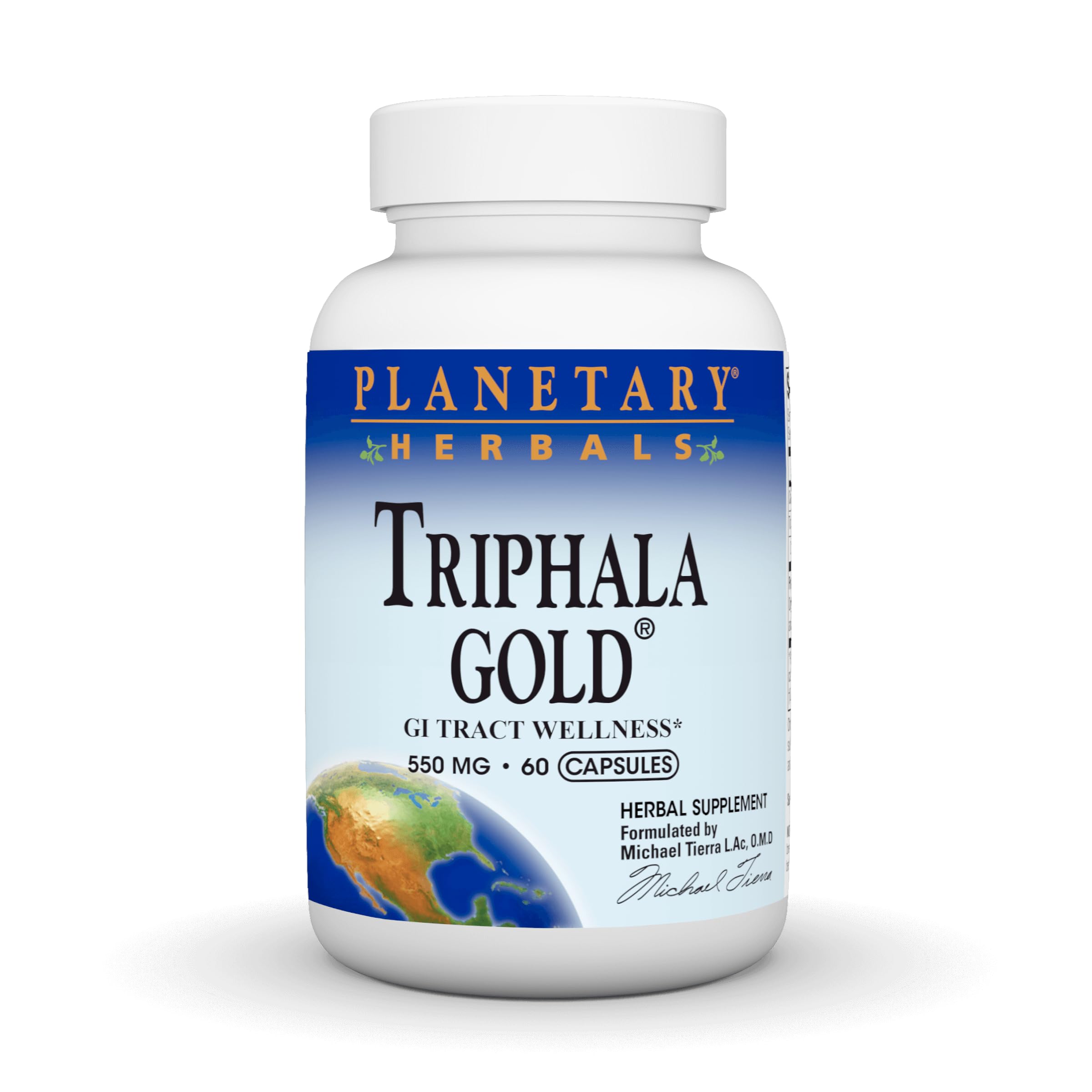 Planetary Herbals Triphala Gold 550mg, Cleanser for GI Tract Wellness, 60 Vegetarian Capsules