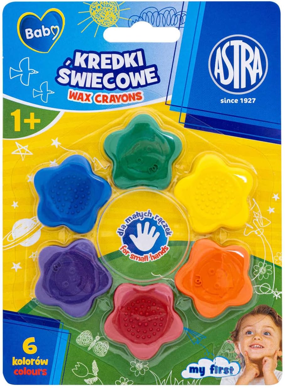 ASTRA BABY Star Shape Candle Crayons, 6 Colors, Non-Toxic, for Children Over 1 Year