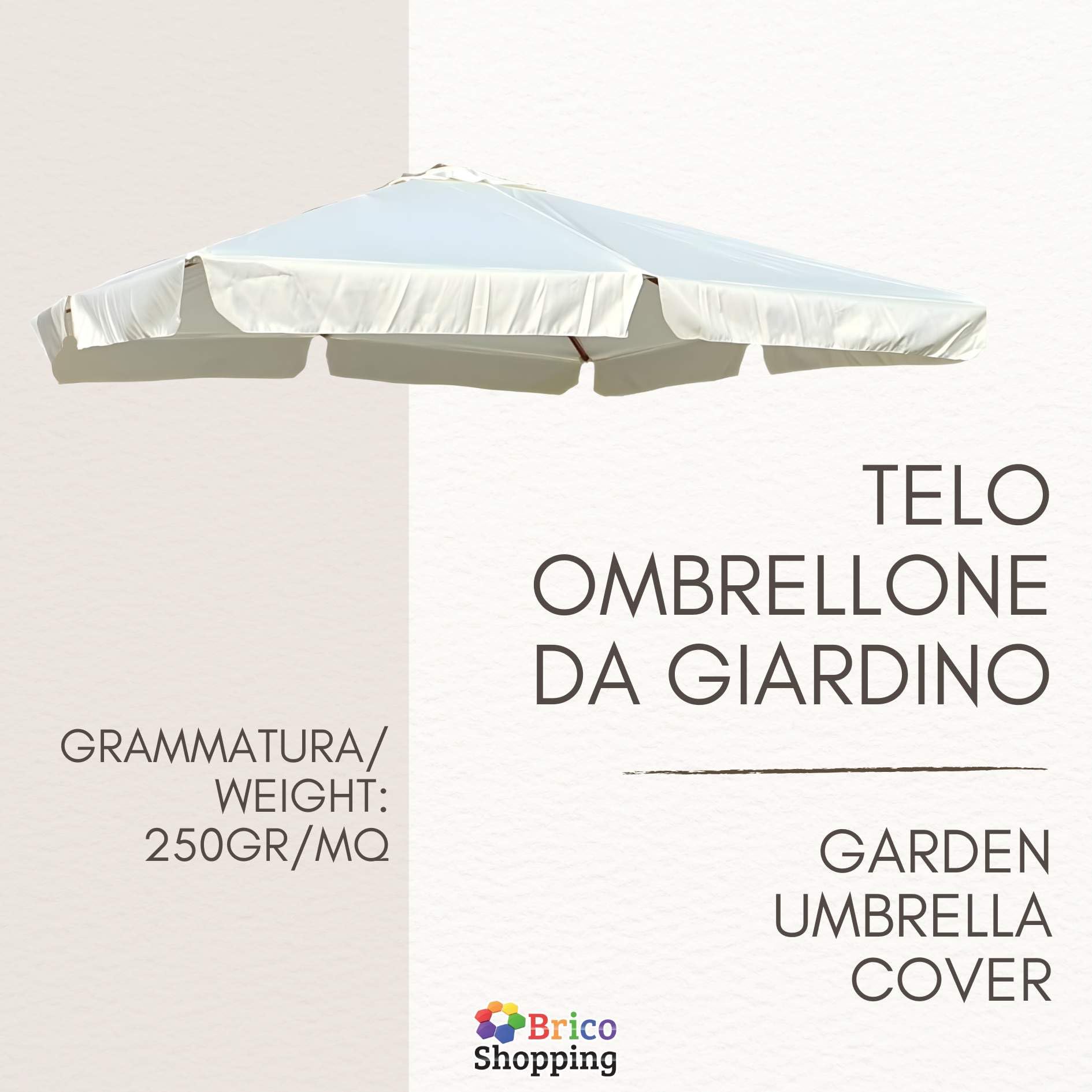BricoShopping® Telo Ricambio Ombrellone Decentrato 3x4 m Impermeabile 250 gr/mq con Airvent, Copertura 280x380 cm con Tasche per Ombrellone a Braccio 8 Stecche in Legno