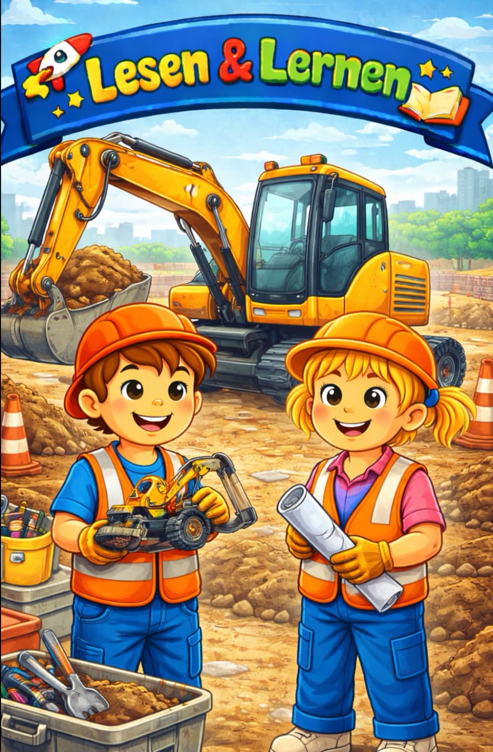 Lesen und Lernen Baggerfahrer: Baustelle