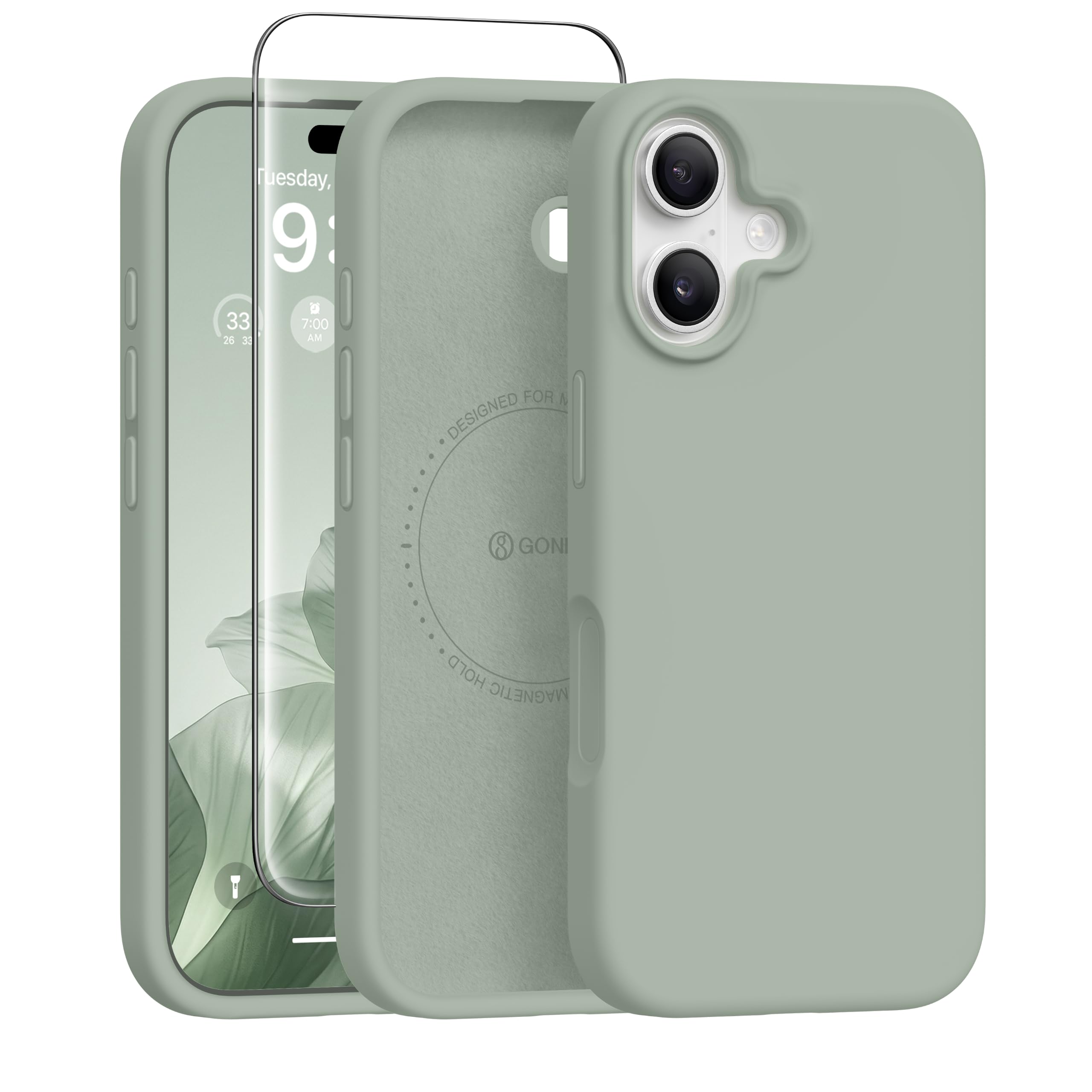 GONEZ Magnetic for iPhone 17 Case, Silicone Cover Light Green