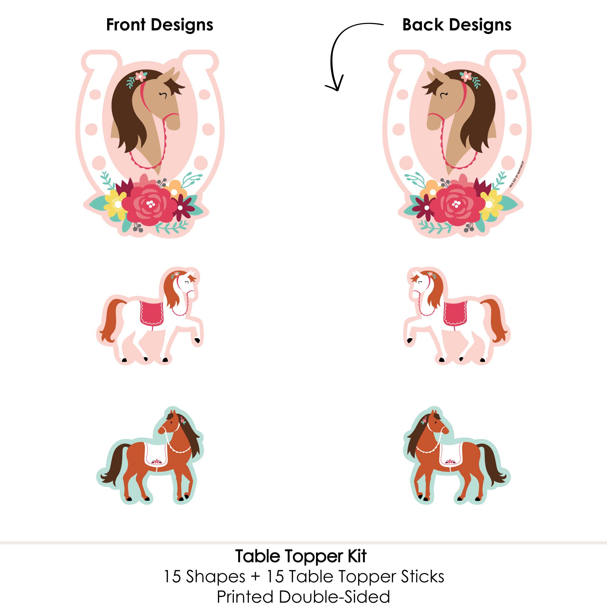 Run Wild Horses Pony Birthday Party Centerpiece Sticks - Set Of 15 Horse Table Toppers With Dowels For Decor